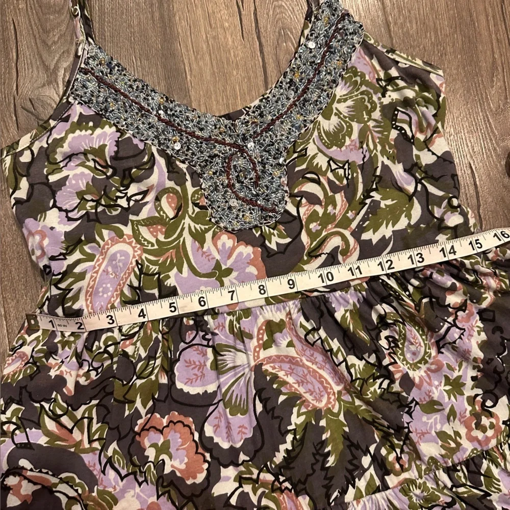 Free People Western Royalty Beaded Dark Floral Boho Sundress S Whimsigoth Fairy - Picture 10 of 13